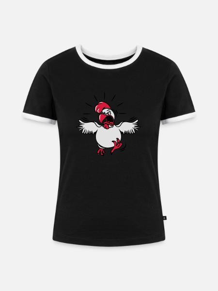 Huhn agressiv witzig - Frauen Kontrast-T-Shirt - Schwarz/Weiß