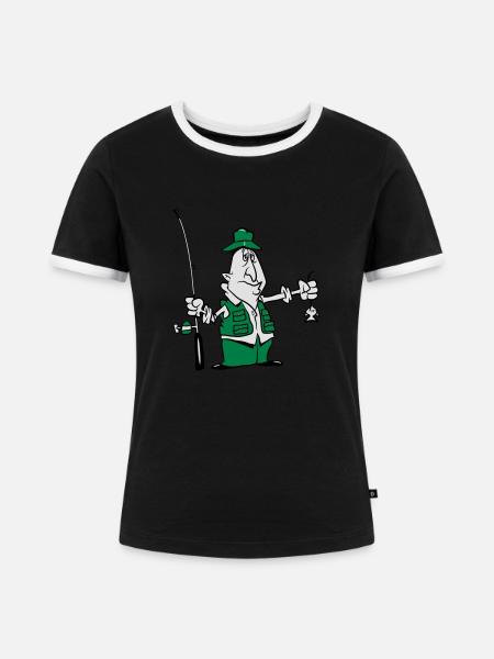 angeln witzig pech - Frauen Kontrast-T-Shirt - Schwarz/Weiß