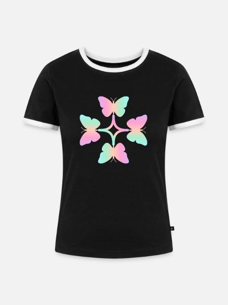 Schmetterlinge Union - Frauen Kontrast-T-Shirt - Schwarz/Weiß