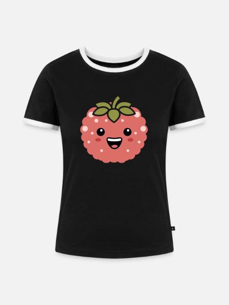 Fruchthumor kleine Litschi - Frauen Kontrast-T-Shirt - Schwarz/Weiß