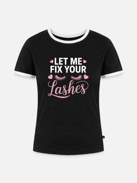 Präzision für perfekte Wimpern - Frauen Kontrast-T-Shirt - Schwarz/Weiß