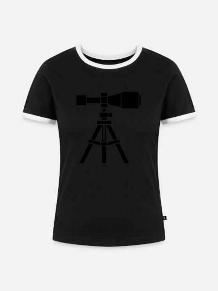 Fernrohr - Frauen Kontrast-T-Shirt - Schwarz/Weiß