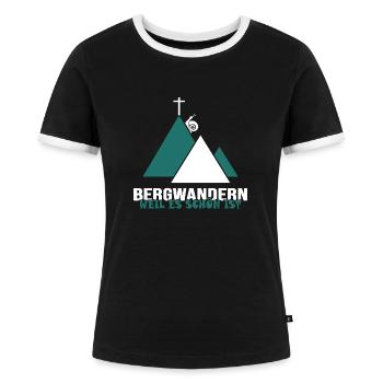 bergwandern via ferrata servus alpin berghütte - Frauen Kontrast-T-Shirt - Schwarz/Weiß - Vorne - Selfina (174cm)