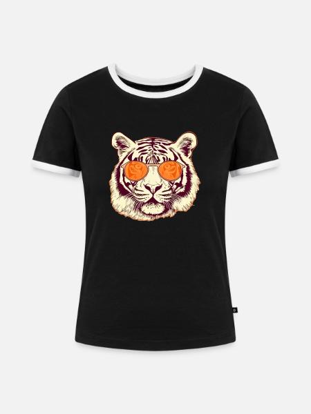 Al der Tiger - Frauen Kontrast-T-Shirt - Schwarz/Weiß