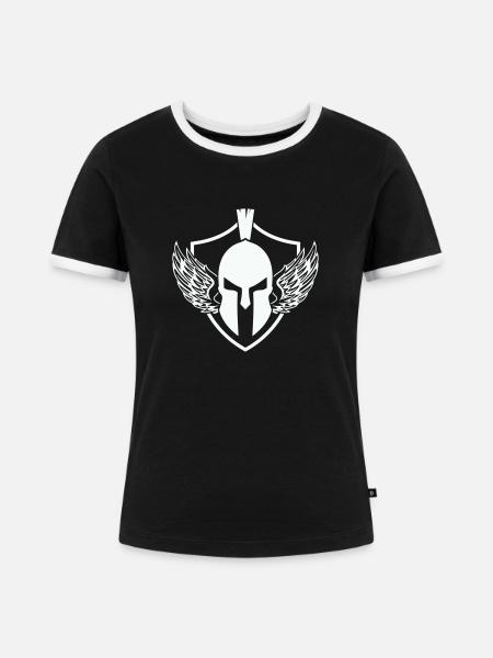 sparta helm wappen - Frauen Kontrast-T-Shirt - Schwarz/Weiß