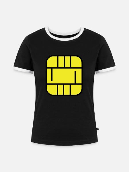 Mikrochip - Frauen Kontrast-T-Shirt - Schwarz/Weiß