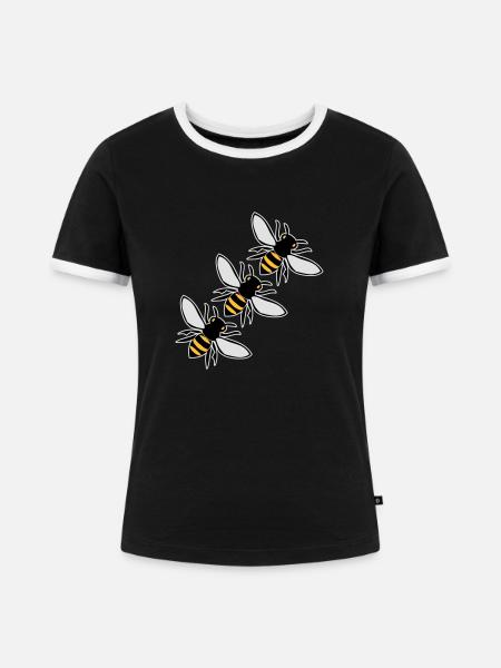 Bienen fliegen - Frauen Kontrast-T-Shirt - Schwarz/Weiß