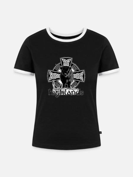 Highlands - Frauen Kontrast-T-Shirt - Schwarz/Weiß