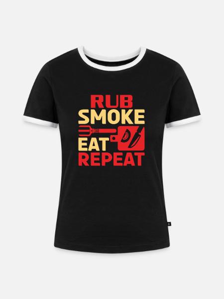 REIBEN RAUCH ESSEN WIEDERHOLEN - Frauen Kontrast-T-Shirt - Schwarz/Weiß