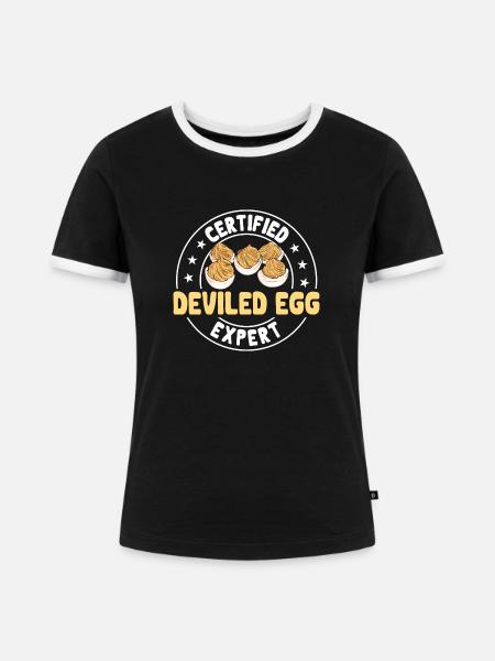 Gefüllte Eier Deviled Eggs - Frauen Kontrast-T-Shirt - Schwarz/Weiß