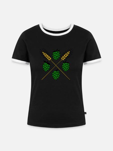 Hopfen und Gerste - Bier - Frauen Kontrast-T-Shirt - Schwarz/Weiß