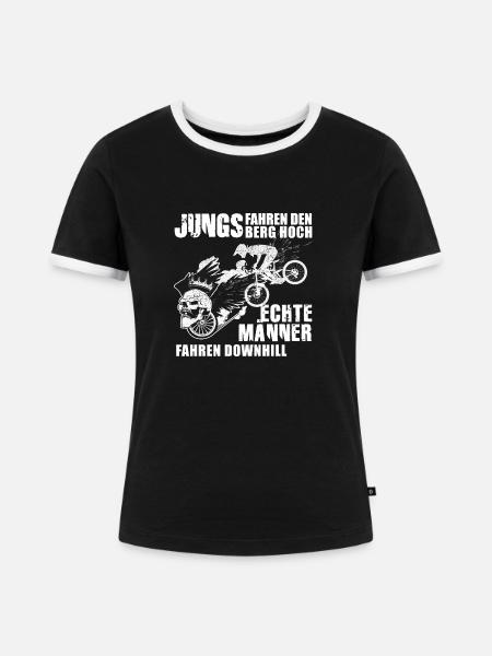 Downhill MTB - Frauen Kontrast-T-Shirt - Schwarz/Weiß