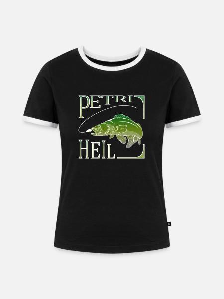 Petri Heil 5 - Frauen Kontrast-T-Shirt - Schwarz/Weiß