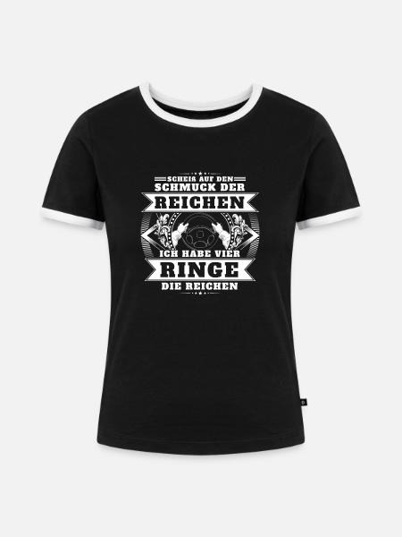 Vier Ringe - Frauen Kontrast-T-Shirt - Schwarz/Weiß