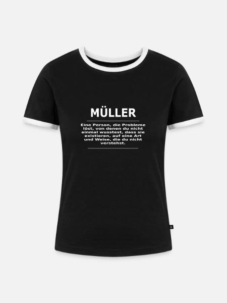 MÜLLER - Frauen Kontrast-T-Shirt - Schwarz/Weiß