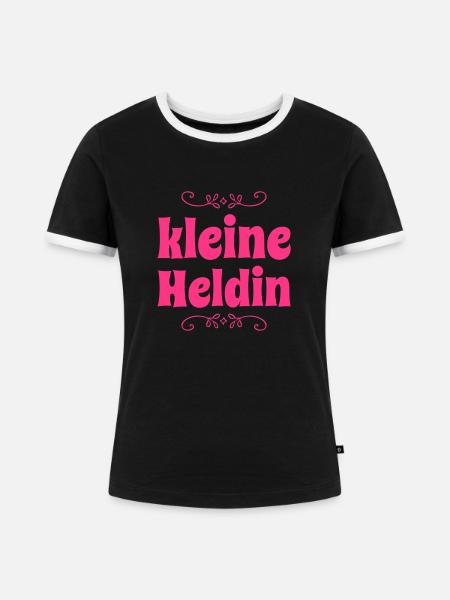 Kleine Heldin - Frauen Kontrast-T-Shirt - Schwarz/Weiß