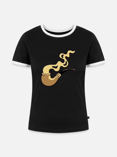 Qualmen Tabakpfeife Rauch - Frauen Kontrast-T-Shirt - Schwarz/Weiß