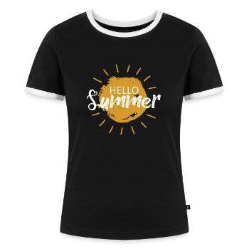 Hallo Sommer - Frauen Kontrast-T-Shirt - Schwarz/Weiß - Vorne - Selfina (174cm)