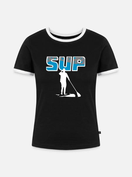 SUP - Frauen Kontrast-T-Shirt - Schwarz/Weiß