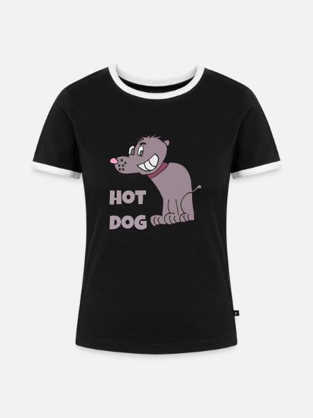 hot dog - Frauen Kontrast-T-Shirt - Schwarz/Weiß