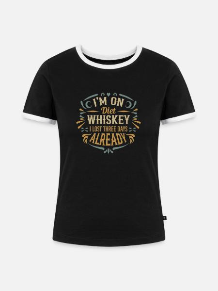 Whiskey-Diät - Frauen Kontrast-T-Shirt - Schwarz/Weiß