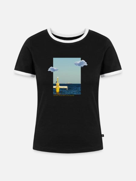 Entspannung am Meer - Frauen Kontrast-T-Shirt - Schwarz/Weiß