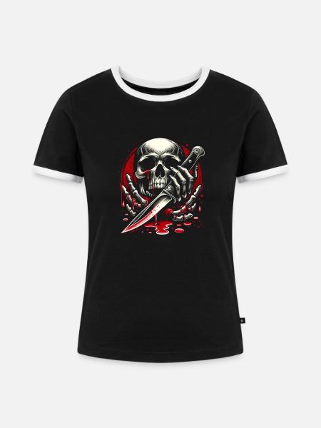 Der Sensenmann - Frauen Kontrast-T-Shirt - Schwarz/Weiß
