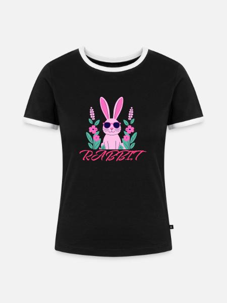 Rabbit - Frauen Kontrast-T-Shirt - Schwarz/Weiß