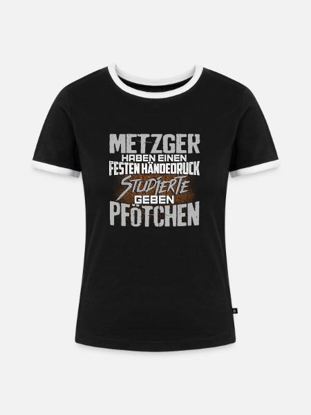 METZGER - fest - Frauen Kontrast-T-Shirt - Schwarz/Weiß
