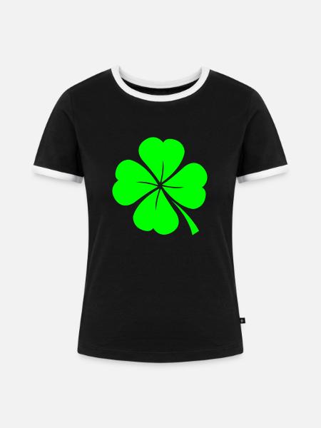 Kleeblatt - Frauen Kontrast-T-Shirt - Schwarz/Weiß