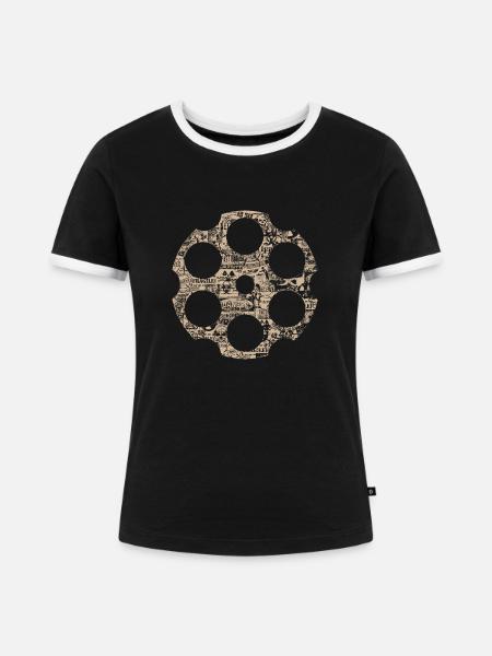 Revolver Trommel - Frauen Kontrast-T-Shirt - Schwarz/Weiß