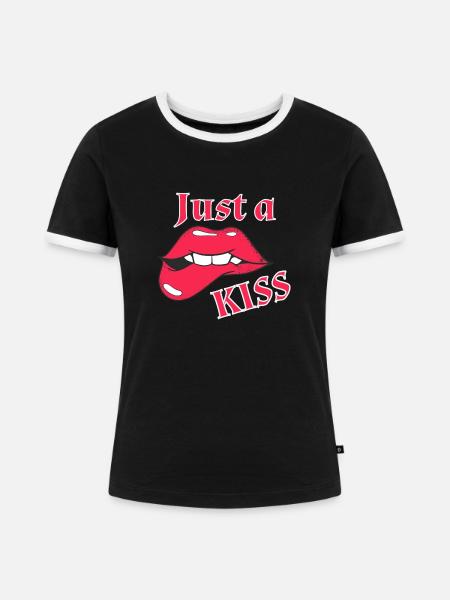 Nur ein Kuss - Frauen Kontrast-T-Shirt - Schwarz/Weiß