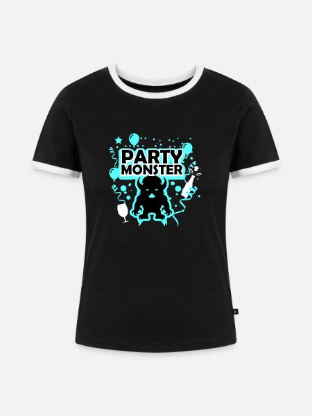Partymonster hellblau - Frauen Kontrast-T-Shirt - Schwarz/Weiß