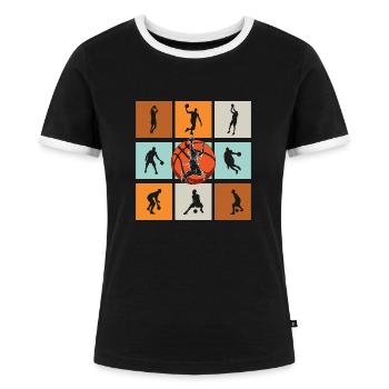 Basketball Basketballer - Frauen Kontrast-T-Shirt - Schwarz/Weiß - Vorne - Selfina (174cm)