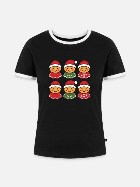 Lebkuchenmann - Frauen Kontrast-T-Shirt - Schwarz/Weiß