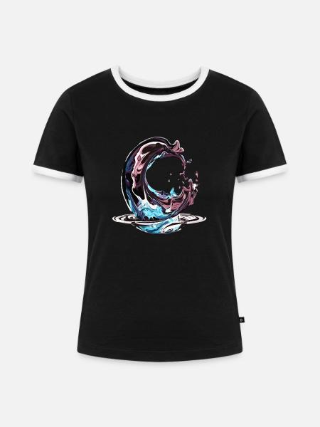 Chrom Tropfen - Frauen Kontrast-T-Shirt - Schwarz/Weiß