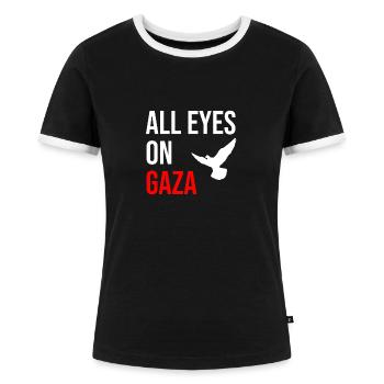 ALL EYES ON GAZA - Frauen Kontrast-T-Shirt - Schwarz/Weiß - Vorne - Selfina (174cm)