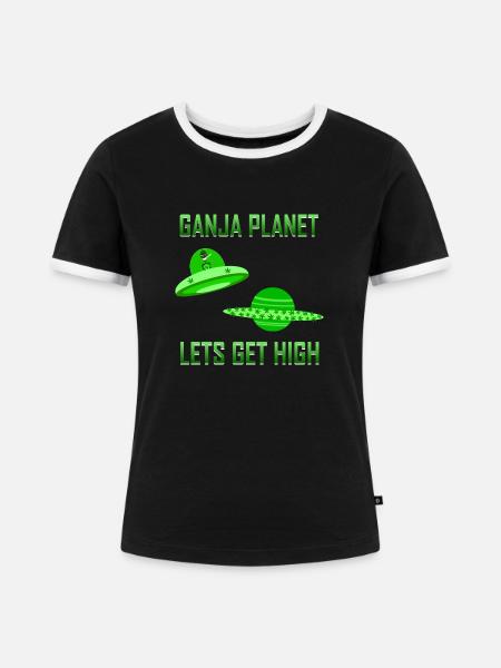 Cannabis Alien High - Frauen Kontrast-T-Shirt - Schwarz/Weiß