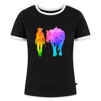 Western Lady Westernreiterin - Frauen Kontrast-T-Shirt - Schwarz/Weiß - Vorne - Selfina (174cm)