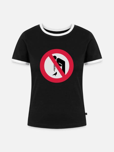 Don't Barf on Birds () - Frauen Kontrast-T-Shirt - Schwarz/Weiß