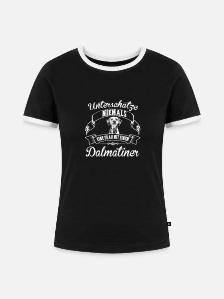 Dalmatiner - Frauen Kontrast-T-Shirt - Schwarz/Weiß