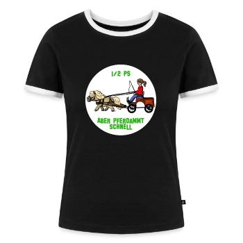 Pferdammt schnell - Frauen Kontrast-T-Shirt - Schwarz/Weiß - Vorne - Selfina (174cm)