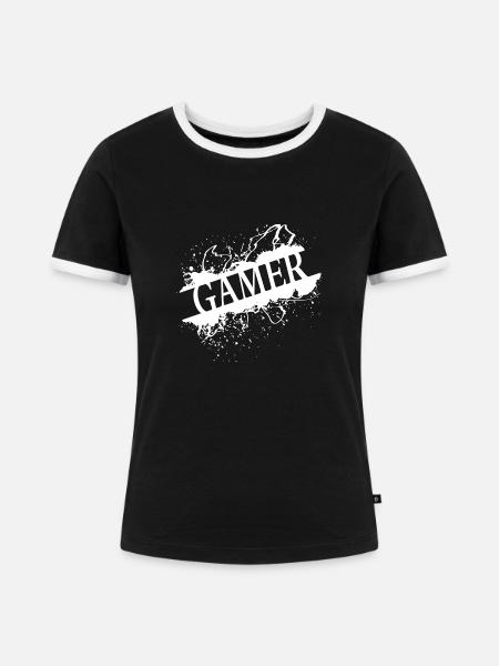 Gamer - Passion - Frauen Kontrast-T-Shirt - Schwarz/Weiß