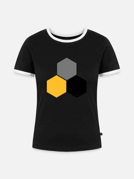 Wabe 5 - Frauen Kontrast-T-Shirt - Schwarz/Weiß