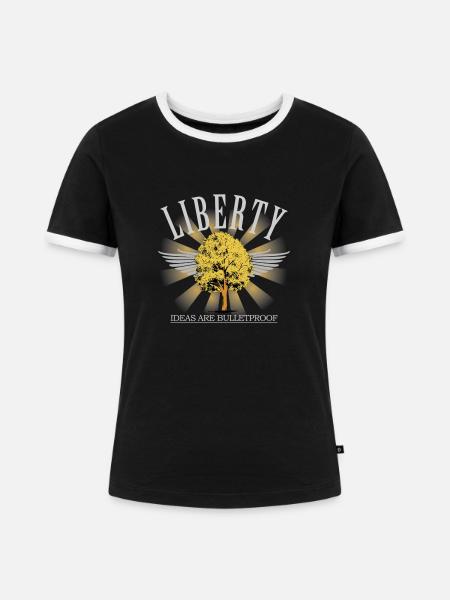 Liberty Tree - Frauen Kontrast-T-Shirt - Schwarz/Weiß