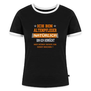 Altenpfleger - Frauen Kontrast-T-Shirt - Schwarz/Weiß - Vorne - Selfina (174cm)