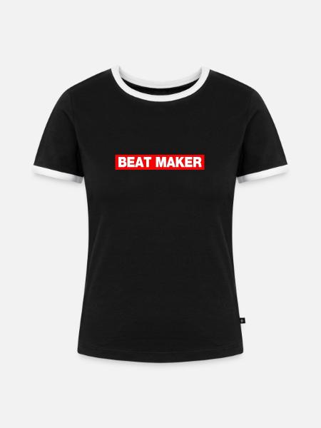 beat maker - Frauen Kontrast-T-Shirt - Schwarz/Weiß
