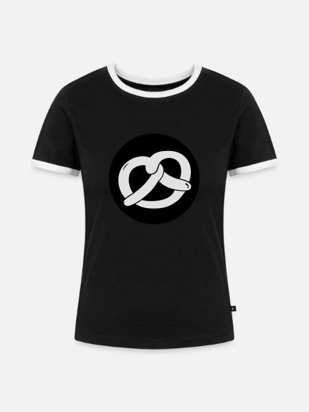 Brezel - Frauen Kontrast-T-Shirt - Schwarz/Weiß