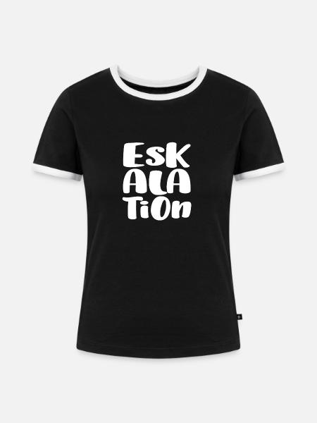 ESKALATION - Frauen Kontrast-T-Shirt - Schwarz/Weiß