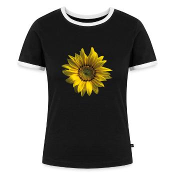 Sonnenblume - Frauen Kontrast-T-Shirt - Schwarz/Weiß - Vorne - Selfina (174cm)